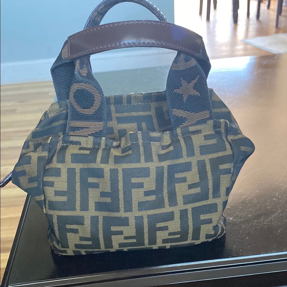 Fendi Mini Bag Brown and Black with Iconic FF Pattern